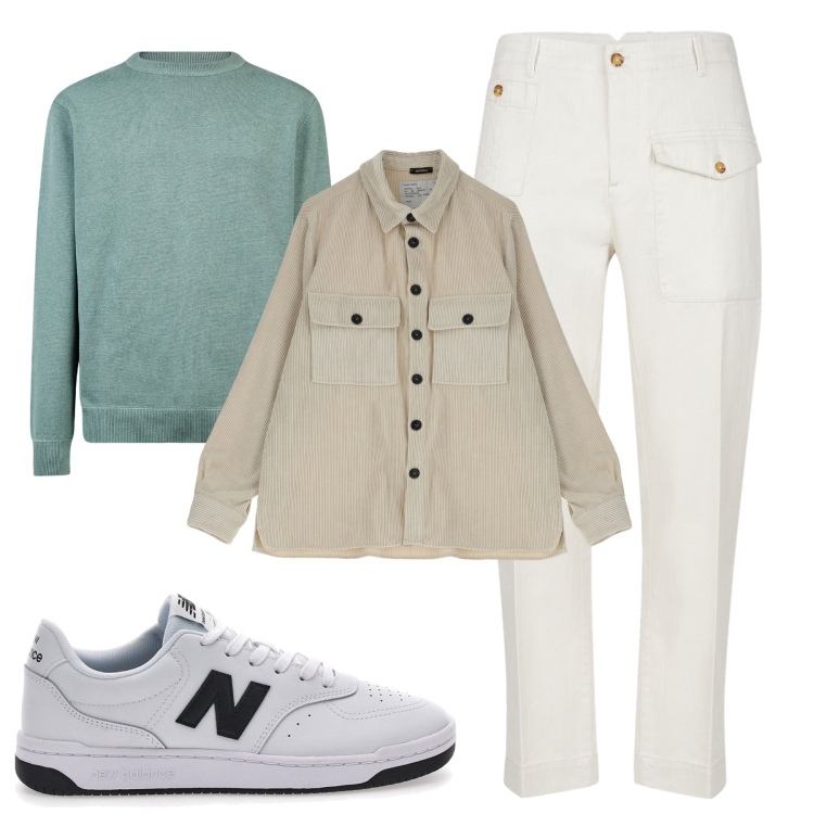 Outfit uomo - Total look #2060610. Stile Trendy per Tutti i giorni. Abbinamento con camicie, sneakers, maglieria, pantaloni.