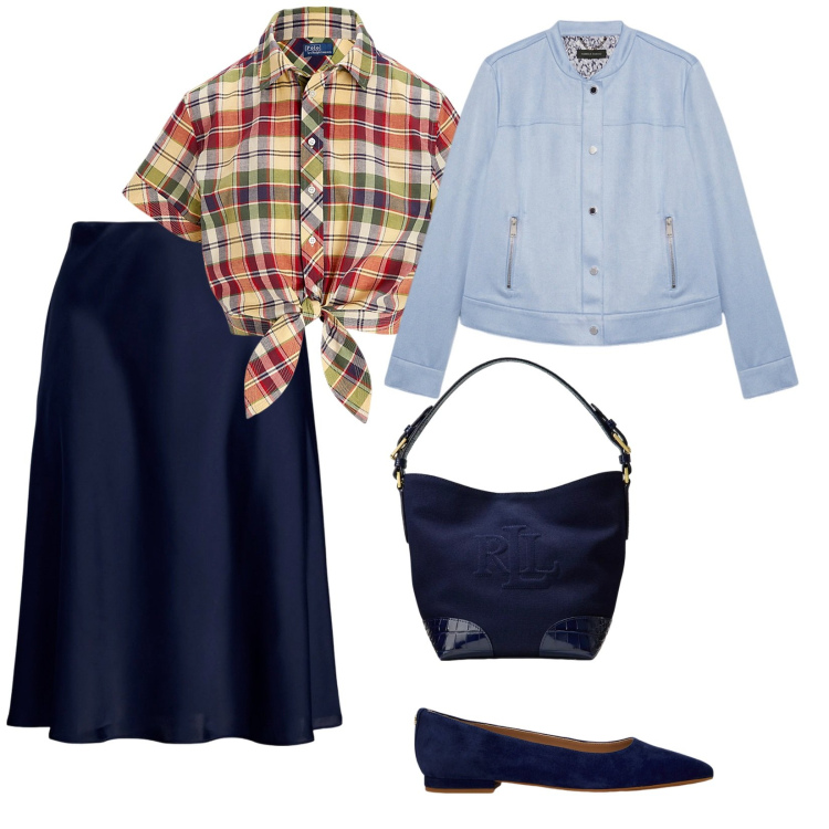 Outfit donna - Aria di primavera. per Tutti i giorni. Abbinamento con gonne, camicie, ballerine, borse a secchiello, blazer.