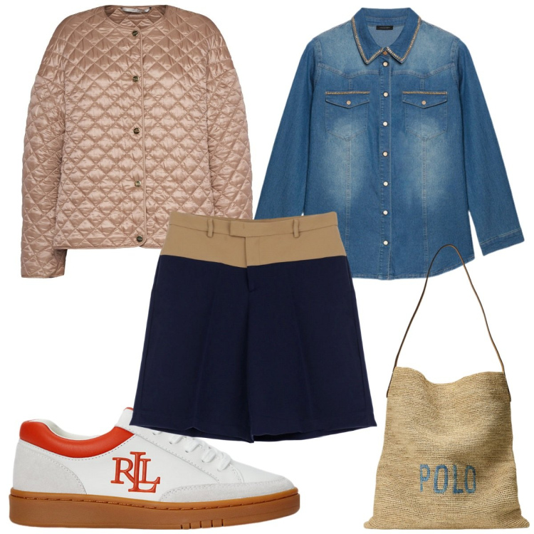 Outfit donna - Total look #2060693. Stile Trendy per Tutti i giorni. Abbinamento con bermuda, sneakers, borse tote, camicie, giacche.