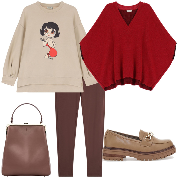 Outfit donna - Scarpe maschili borsetta femminile. Stile Trendy per Tutti i giorni. Abbinamento con pantaloni, felpe, cappotti, borse a spalla, mocassini.