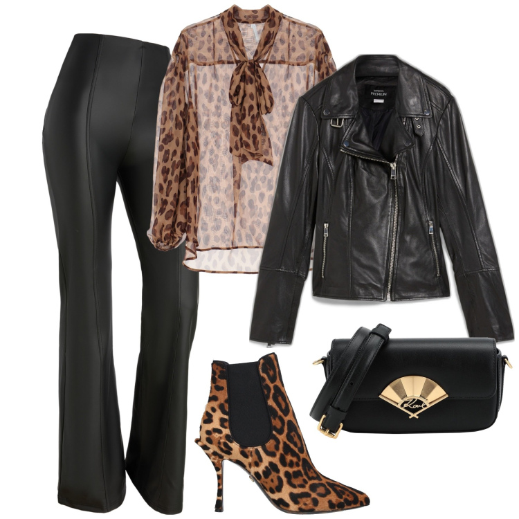 Outfit donna - Total look #2060898. Stile Glamour per Serata fuori. Abbinamento con blazer, borse a tracolla, stivaletti chelsea, camicie, pantaloni.