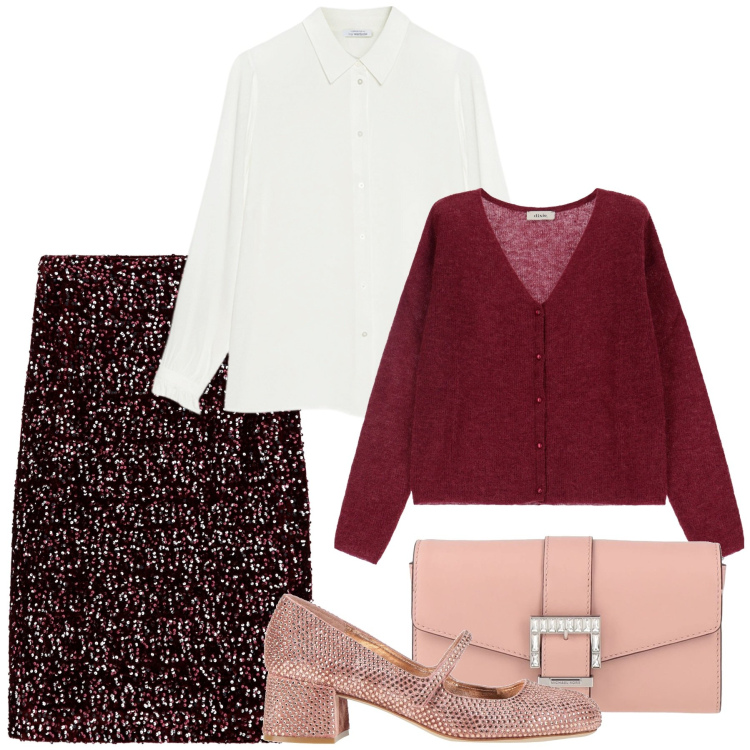 Outfit donna - Bon ton. Stile Bon Ton per Ufficio. Abbinamento con décolleté, borse a mano, cardigans, gonne longuette, camicie.