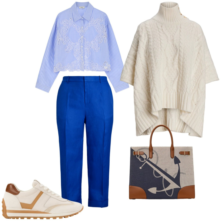 Outfit donna - Così a scuola. per Scuola/Università. Abbinamento con camicie, sneakers, cappotti, pantaloni, borse tote.
