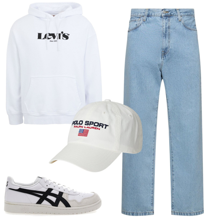 Outfit uomo - Febbraio. Stile Casual per Tutti i giorni. Abbinamento con felpe con cappuccio, berretti, sneakers, jeans.