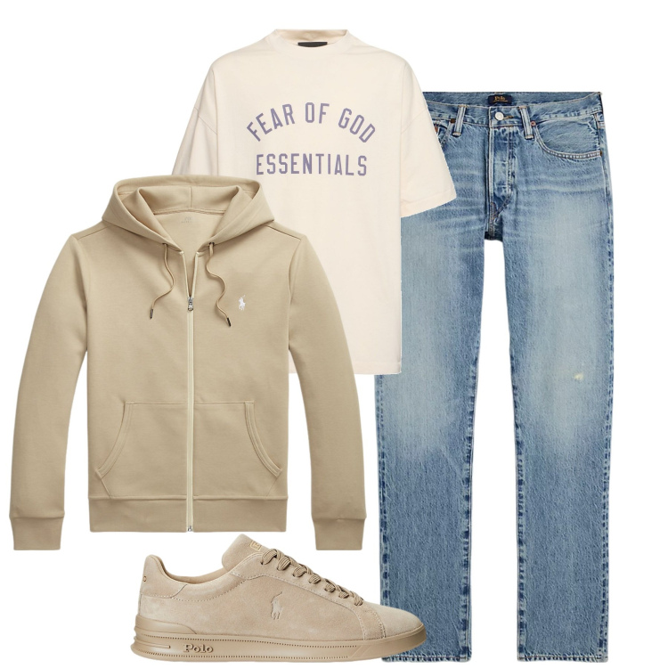 Outfit uomo - Weekend. Stile Casual per Tutti i giorni. Abbinamento con felpe, sneakers, jeans, t-shirt.