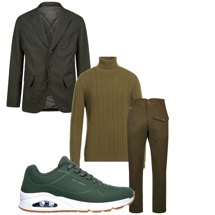 Outfit uomo - Total look #2061040. Stile Casual per Tutti i giorni. Abbinamento con maglieria, giacche, sneakers, pantaloni.