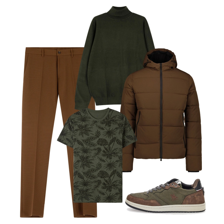Outfit uomo - Modello sneakers!. Stile Casual per Tutti i giorni. Abbinamento con t-shirt, pantaloni, maglieria, sneakers, piumini.
