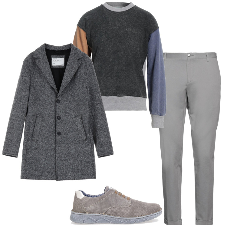 Outfit uomo - Grey february. Stile Trendy per Tutti i giorni. Abbinamento con pantaloni, felpe, cappotti, scarpe stringate.