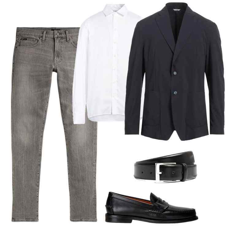 Outfit uomo - City. Stile Trendy per Tutti i giorni. Abbinamento con camicie, giacche, scarpe stringate, jeans, cinture.