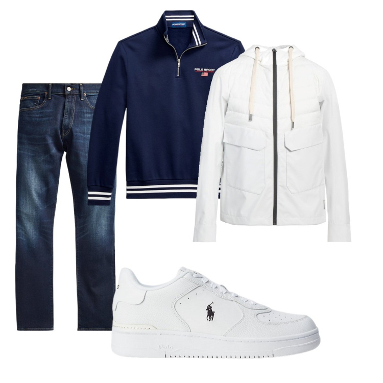 Outfit uomo - Total look #2061243. Stile Casual per Tutti i giorni. Abbinamento con giacche, jeans, sneakers, felpe.