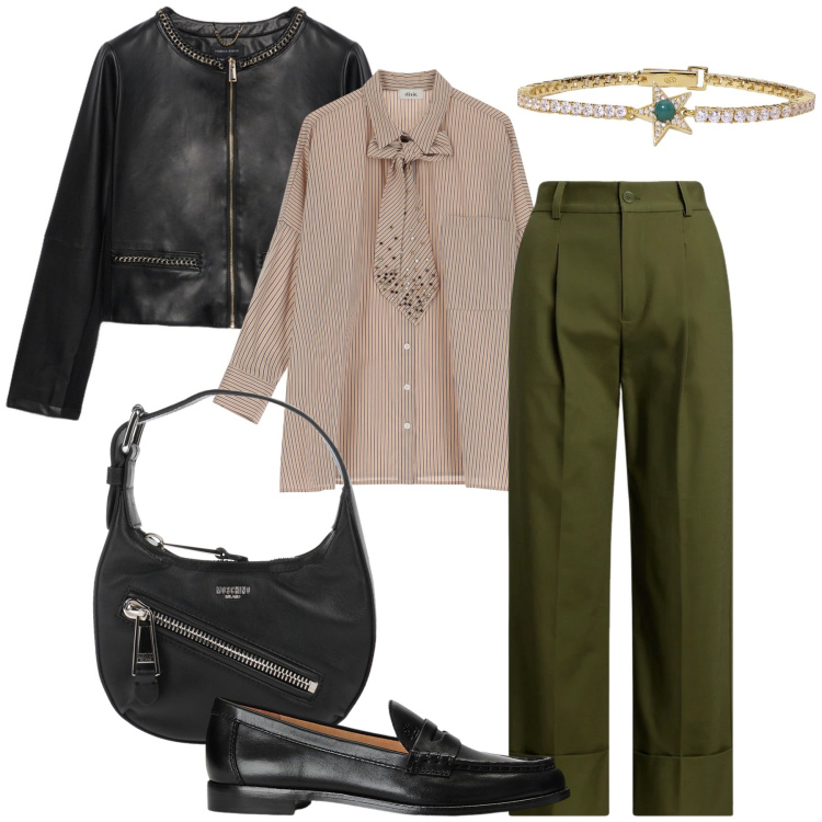 Outfit donna - Il camicione elegante. Stile Bon Ton per Ufficio. Abbinamento con borse a mano, braccialetti, camicie, mocassini, pantaloni, blazer.
