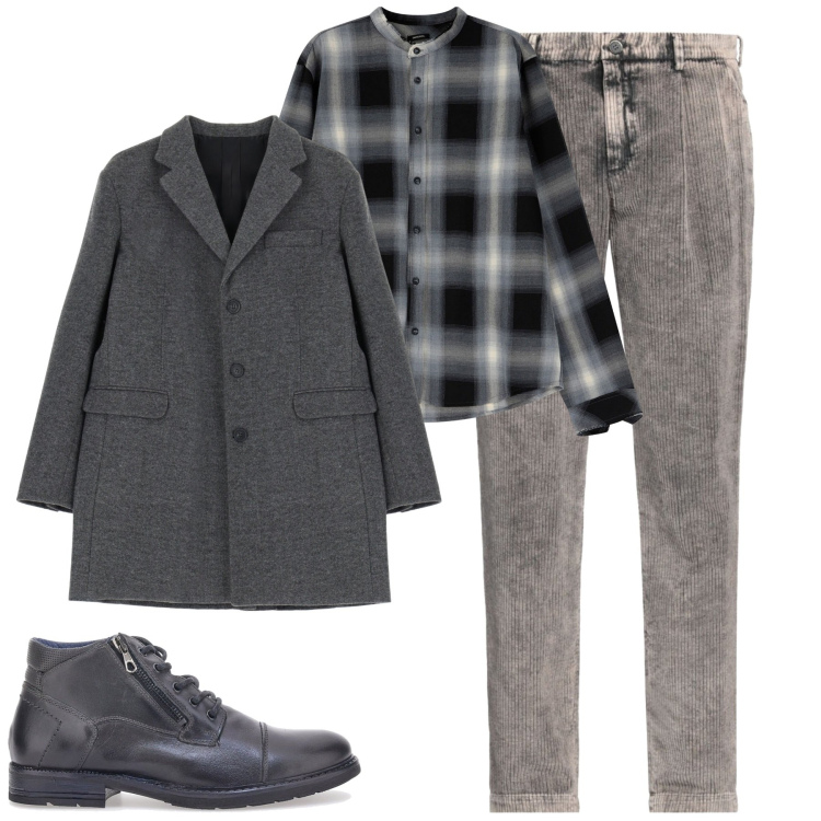 Outfit uomo - City. Stile Urban per Tutti i giorni. Abbinamento con pantaloni chino, cappotti, camicie, stivali e stivaletti.