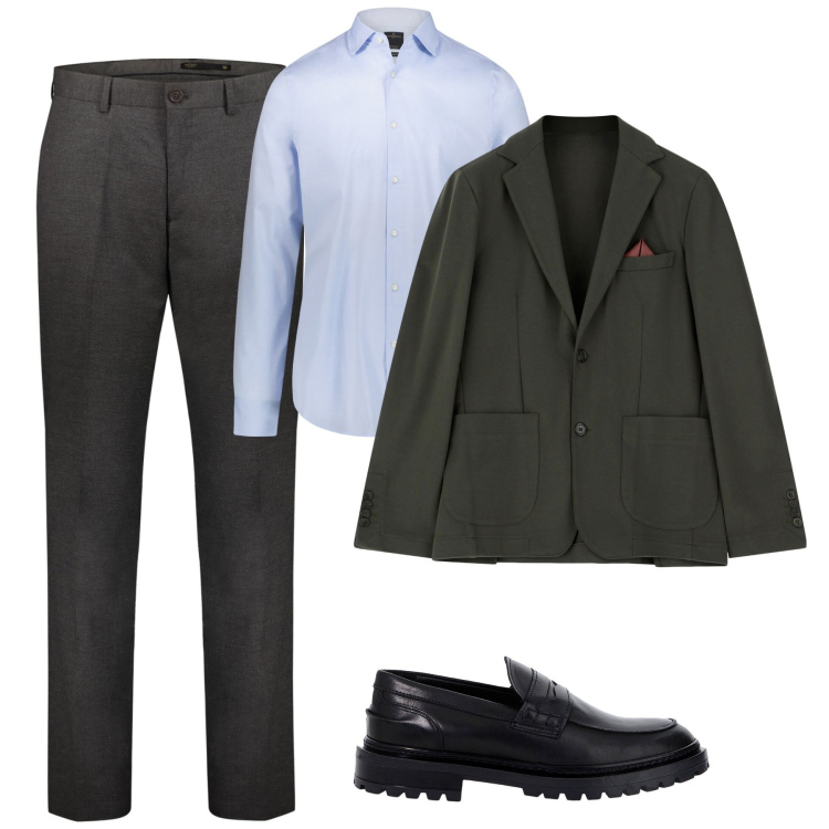 Outfit uomo - City. Stile Urban per Tutti i giorni. Abbinamento con scarpe stringate, giacche, pantaloni, camicie.