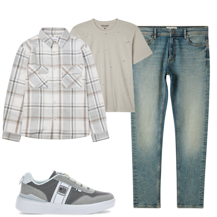 Outfit uomo - Total look #2061489. Stile Casual per Tutti i giorni. Abbinamento con t-shirt, jeans skinny, cappotti, sneakers.