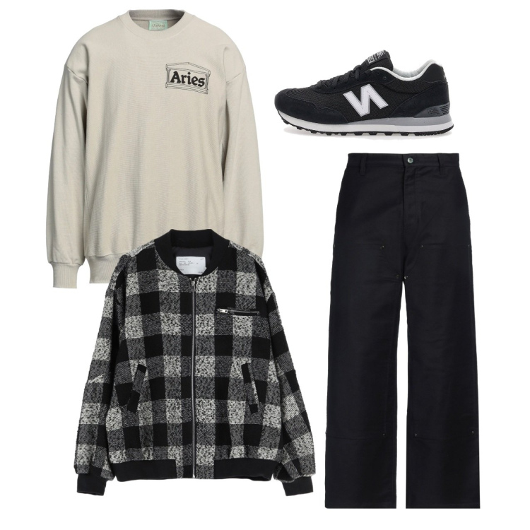 Outfit uomo - City. Stile Urban per Tutti i giorni. Abbinamento con pantaloni chino, felpe, bomber, sneakers.