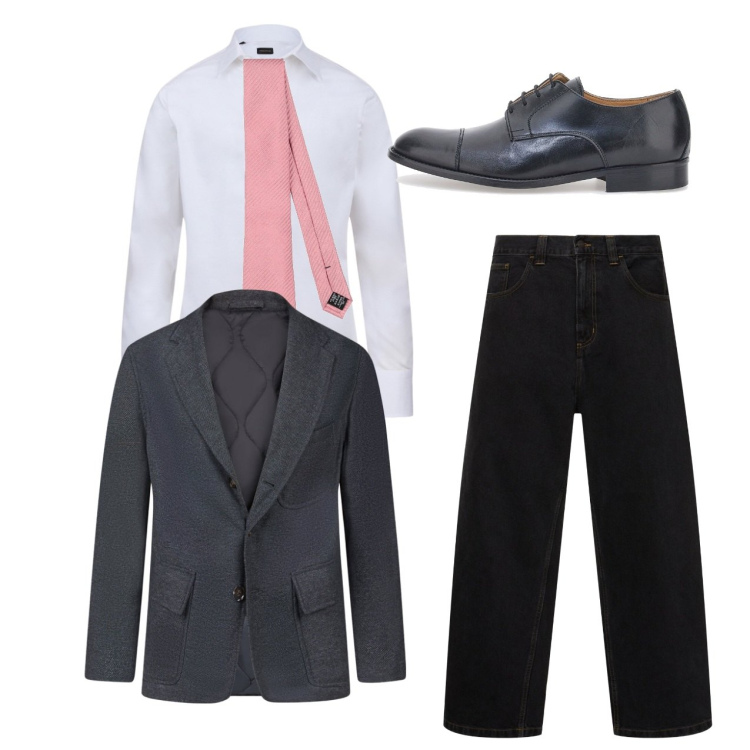 Outfit uomo - Tocco pink. Stile Casual per Serata speciale. Abbinamento con cravatte, scarpe stringate, giacche, jeans, camicie.