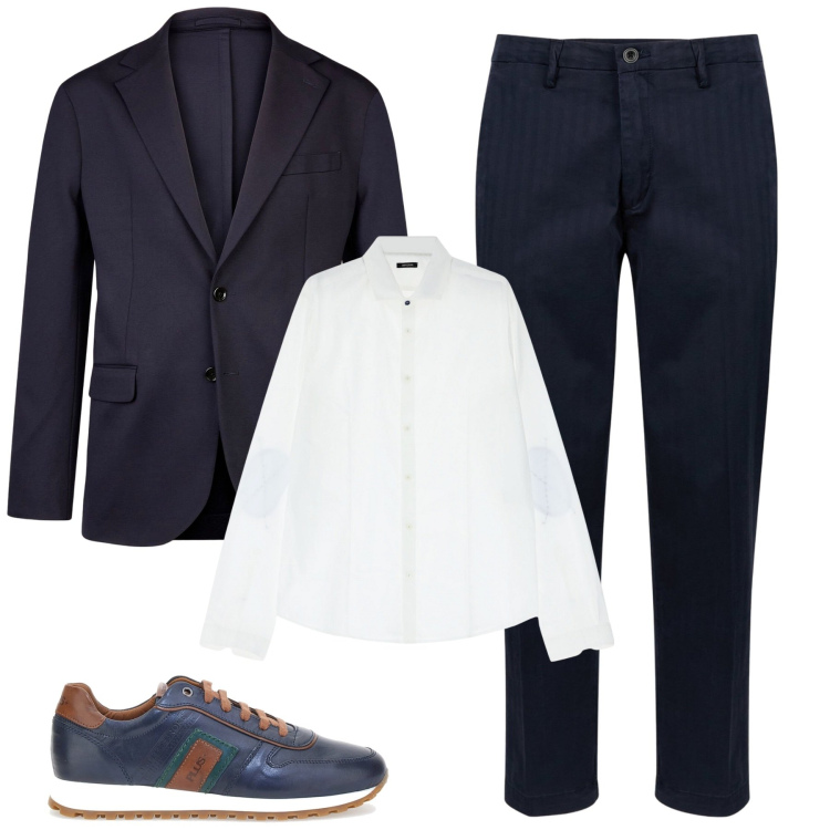Outfit uomo - Total look #2061670. Stile Urban per Tutti i giorni. Abbinamento con camicie, giacche, scarpe stringate, pantaloni.