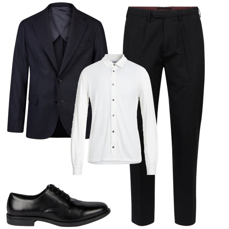 Outfit uomo - Cerimonia. Stile Business/Elegante per Cerimonia. Abbinamento con camicie, giacche, pantaloni, scarpe stringate.
