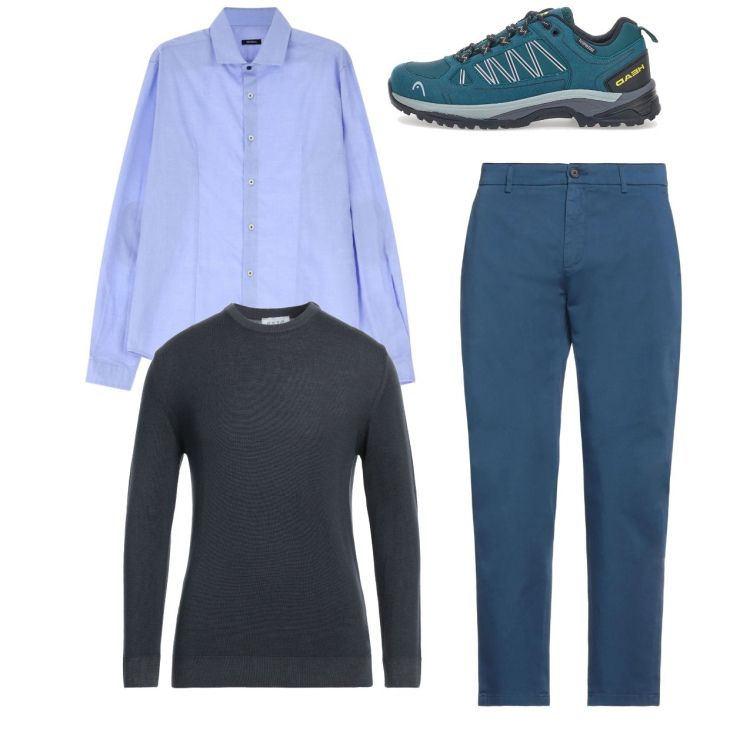 Outfit uomo - City. Stile Casual per Tutti i giorni. Abbinamento con pantaloni, pullovers, camicie, stivali e stivaletti.