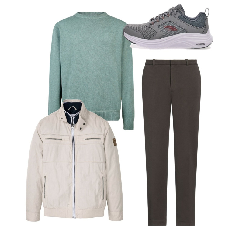 Outfit uomo - City. Stile Casual per Tutti i giorni. Abbinamento con giacche, pantaloni, scarpe stringate, maglieria.