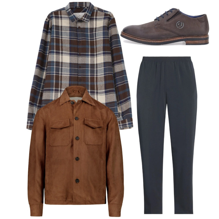 Outfit uomo - City. Stile Casual per Tutti i giorni. Abbinamento con pantaloni, camicie, scarpe stringate, giacche.
