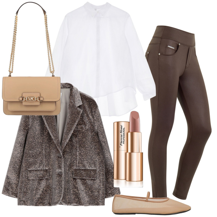 Outfit donna - Camicia bianca indispensabile. Stile Chic per Tutti i giorni. Abbinamento con borse a spalla, ballerine, rossetti, camicie, blazer, jeans skinny.