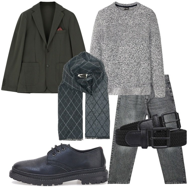 Outfit uomo - Scarpe stringate che parlano di te. Stile Trendy per Serata speciale. Abbinamento con maglieria, jeans, cinture, giacche, sciarpe, scarpe stringate.