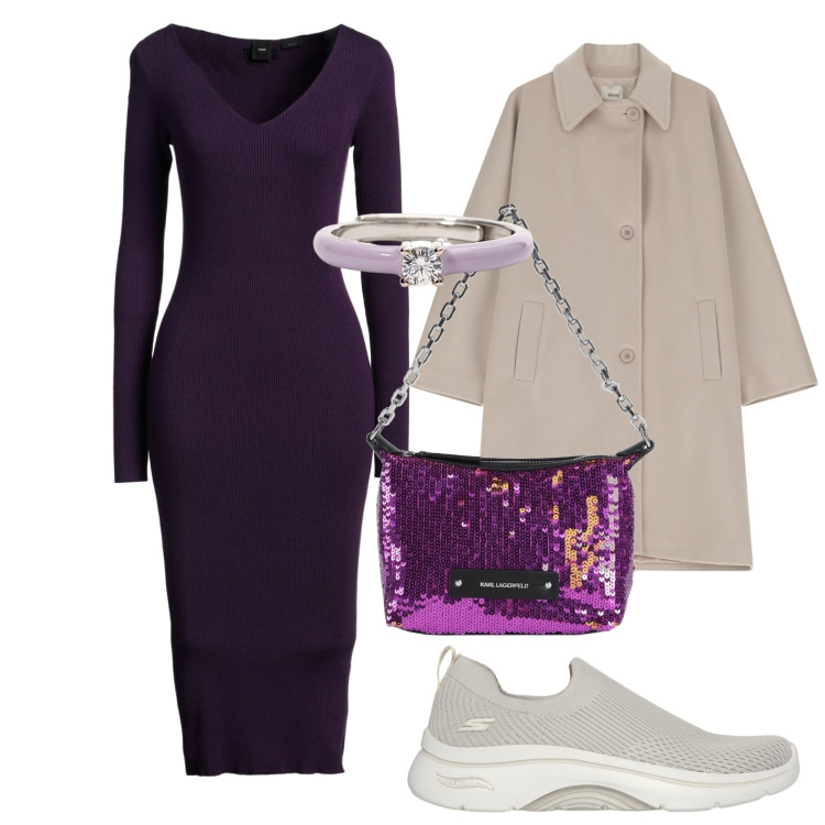 Outfit donna - L\'abito passpartout @laloba. Stile Casual per Tutti i giorni. Abbinamento con vestiti midi/longuette, borse a mano, anelli, cappotti, sneakers.