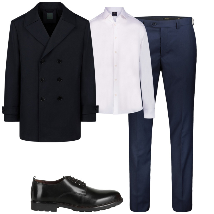 Outfit uomo - Total look #2061866. Stile Business/Elegante per Tutti i giorni. Abbinamento con scarpe stringate, camicie, pantaloni, caban.