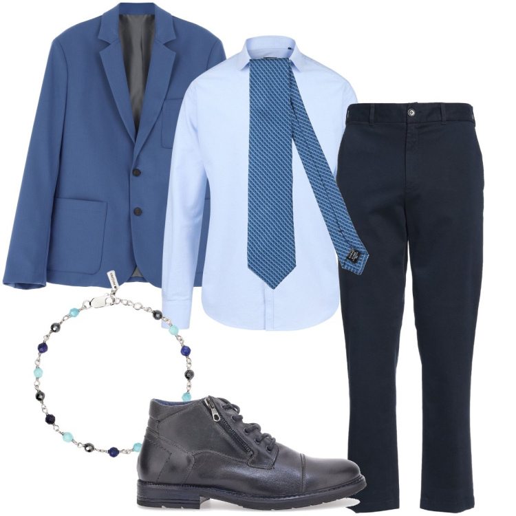 Outfit uomo - La cravatta a righe. Stile Business/Elegante per Serata speciale. Abbinamento con pantaloni, cravatte, braccialetti, giacche, stivali e stivaletti, camicie.