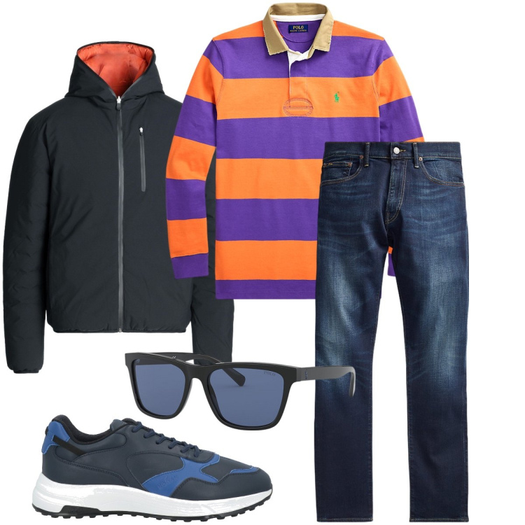 Outfit uomo - La maglia a righe. Stile Urban per Tutti i giorni. Abbinamento con sneakers, giacche, jeans, occhiali da sole, maglieria.