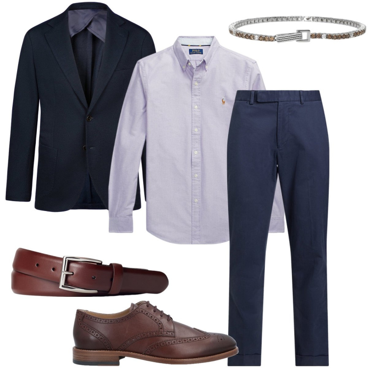 Outfit uomo - La camicia lilla. Stile Business/Elegante per Cerimonia. Abbinamento con scarpe stringate, braccialetti, cinture, camicie, pantaloni chino, giacche.