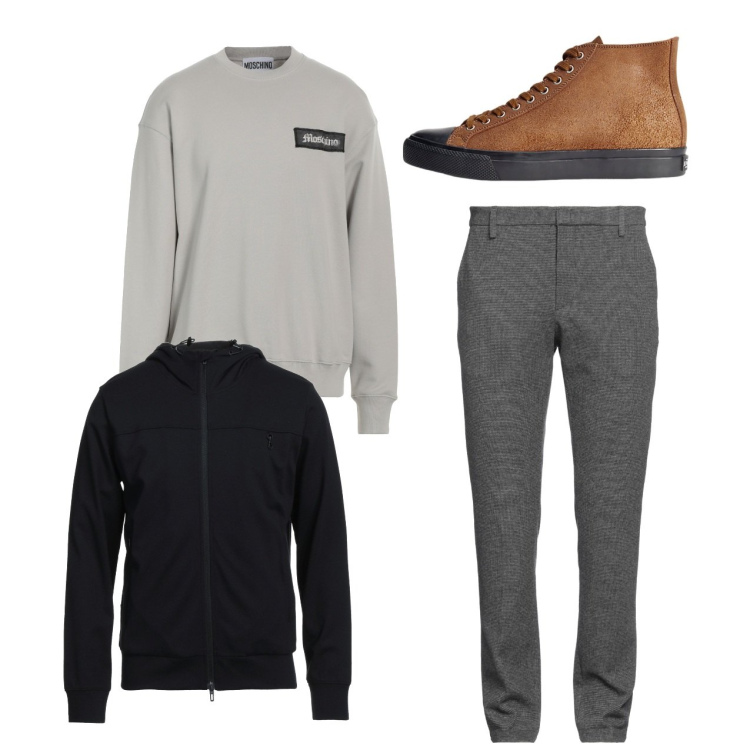 Outfit uomo - City. Stile Casual per Tutti i giorni. Abbinamento con pantaloni, felpe, felpe con cappuccio, sneakers.