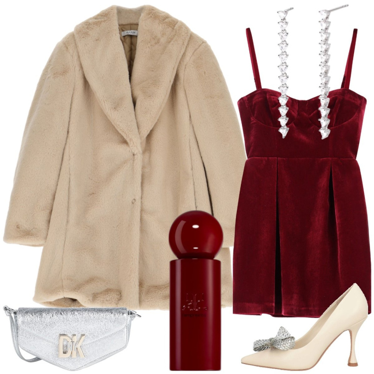 Outfit donna - S. Valentino. Stile Sexy per Serata fuori. Abbinamento con décolleté, borse a tracolla, profumi, orecchini, cappotti, vestiti corti.