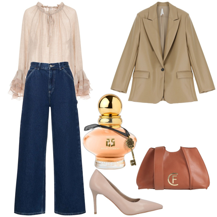 Outfit donna - Total look #2061961. per Ufficio. Abbinamento con borse a tracolla, décolleté, profumi, bluse, blazer, pantaloni.