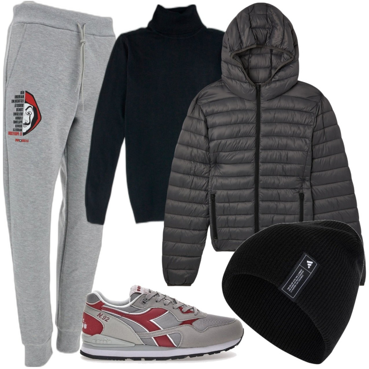 Outfit uomo - Corsetta al parco. Stile Urban per Sport. Abbinamento con giacche, pullovers, pantaloni, berretti, sneakers.
