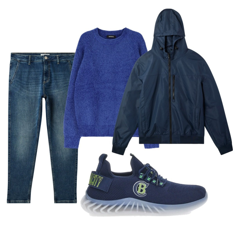 Outfit uomo - Total look #2062056. Stile Casual per Tutti i giorni. Abbinamento con jeans, giacche, maglieria, sneakers.