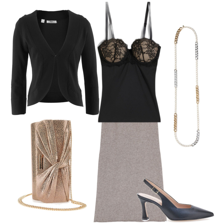 Outfit donna - Il top sexy. Stile Sexy per Serata fuori. Abbinamento con canottiere, blazer, gonne longuette, décolleté, pochette, collane.