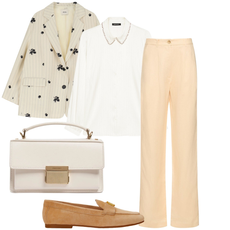 Outfit donna - In giro per commissioni. Stile Bon Ton per Ufficio. Abbinamento con blazer, mocassini, camicie, pantaloni, borse a mano.