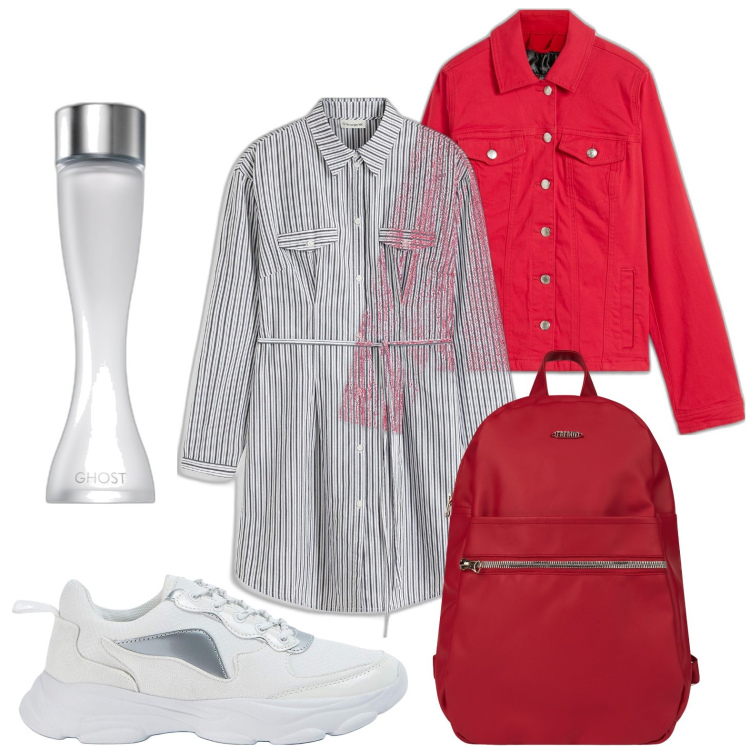 Outfit donna - Lo zaino pratico. Stile Casual chic per Scuola/Università. Abbinamento con blazer, vestiti chemisier, profumi, sneakers, zaini.