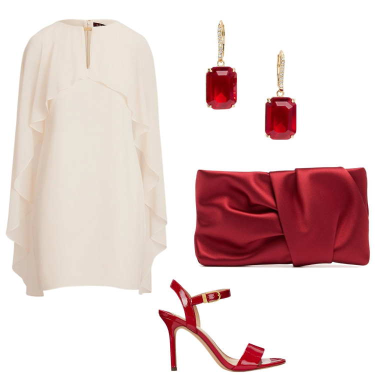 Outfit donna - Matrimonio a ferragosto. per Cerimonia. Abbinamento con sandali col tacco, vestiti, orecchini, pochette.