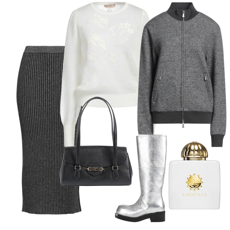 Outfit donna - Febbraio. Stile Bon Ton per Tutti i giorni. Abbinamento con pullovers, stivali, borse a mano, gonne longuette, blazer, profumi.