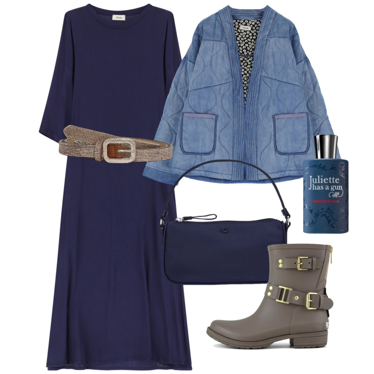 Outfit donna - Febbraio. Stile Bon Ton per Serata fuori. Abbinamento con profumi, cinture, blazer, vestiti, pochette, stivali.