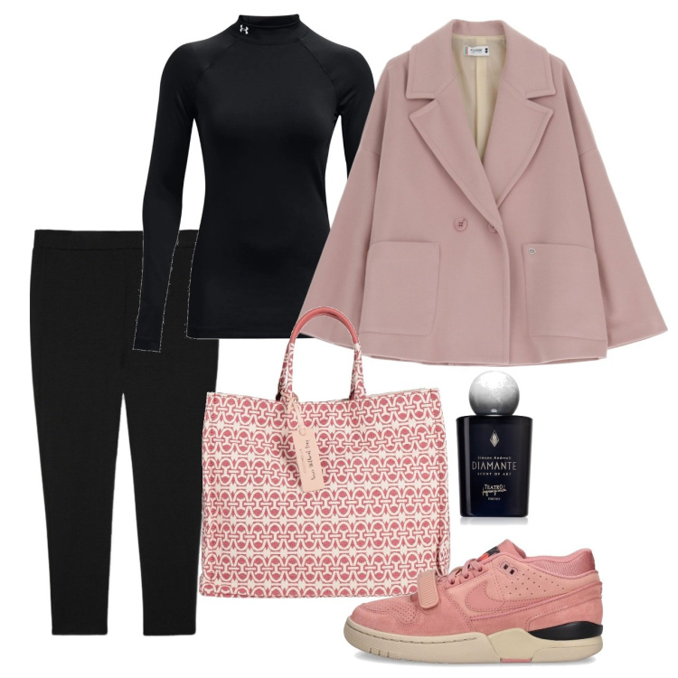 Outfit donna - Eva. Stile Basic per Tutti i giorni. Abbinamento con borse a mano, profumi, blazer, pullovers, sneakers, leggings.