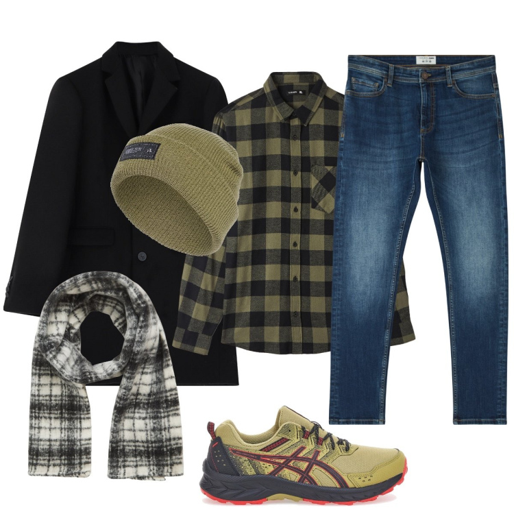Outfit uomo - Serata con gli amici. Stile Casual per Serata speciale. Abbinamento con jeans skinny, camicie, sciarpe, cappotti, berretti, sneakers.
