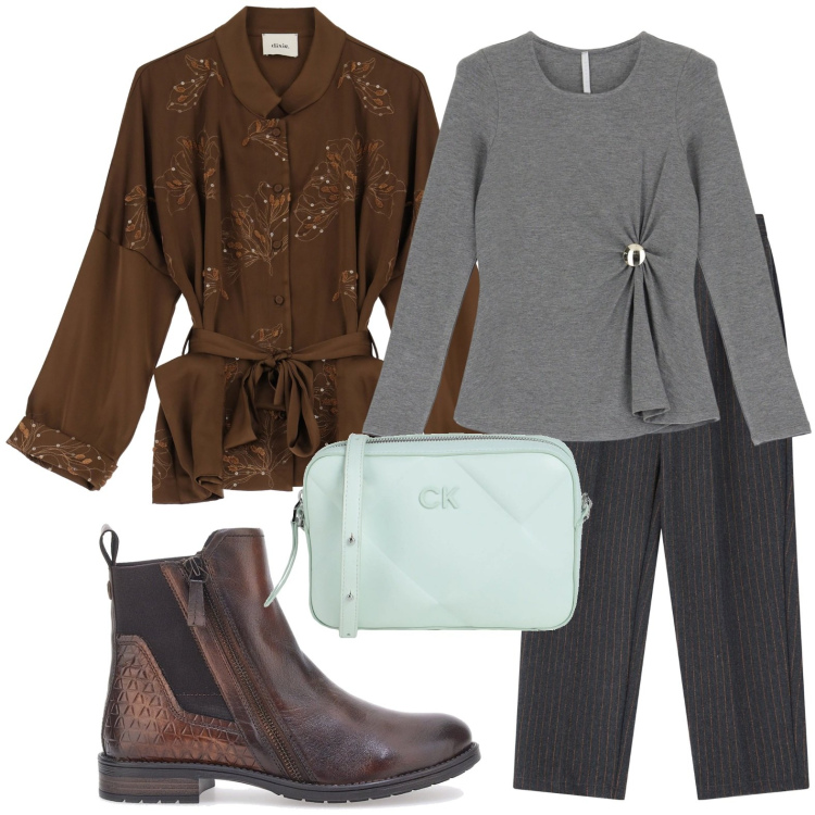 Outfit donna - Blazer con ricami floreali. Stile Glamour per Tutti i giorni. Abbinamento con borse a tracolla, t-shirt, blazer, pantaloni, stivaletti chelsea.