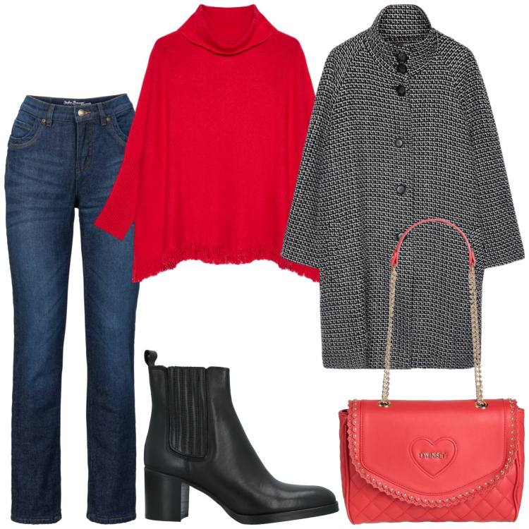 Outfit donna - Total look #2062489. Stile Minimal per Tutti i giorni. Abbinamento con jeans dritti, stivaletti, borse a mano, maglieria, cappotti.