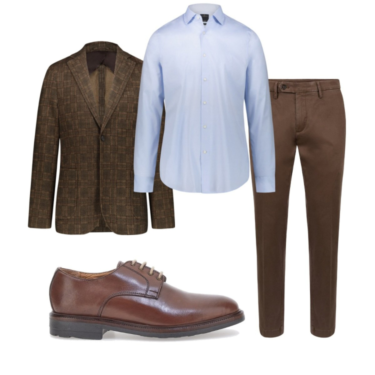 Outfit uomo - Total look #2062500. Stile Business/Elegante per Ufficio. Abbinamento con pantaloni chino, camicie, giacche, scarpe stringate.