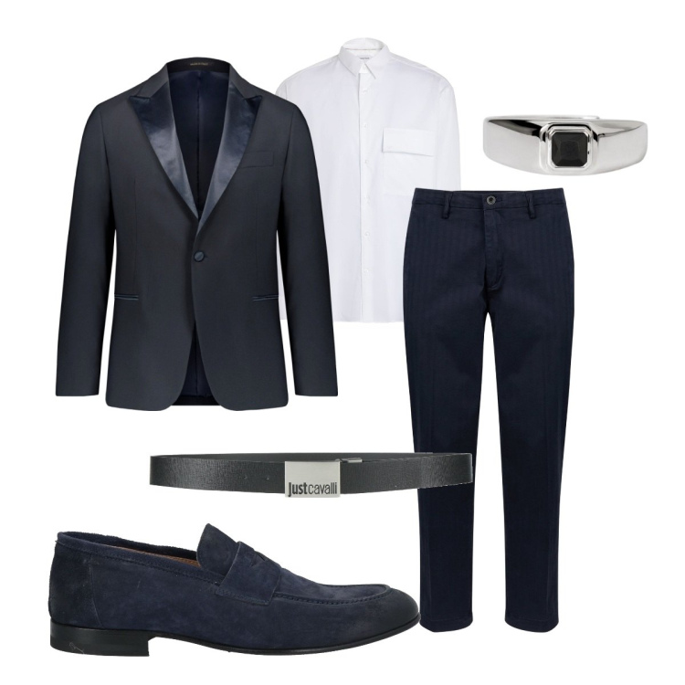 Outfit uomo - Alla cerimonia di laurea. Stile Business/Elegante per Cerimonia. Abbinamento con scarpe stringate, cinture, camicie, anelli, abiti, pantaloni.