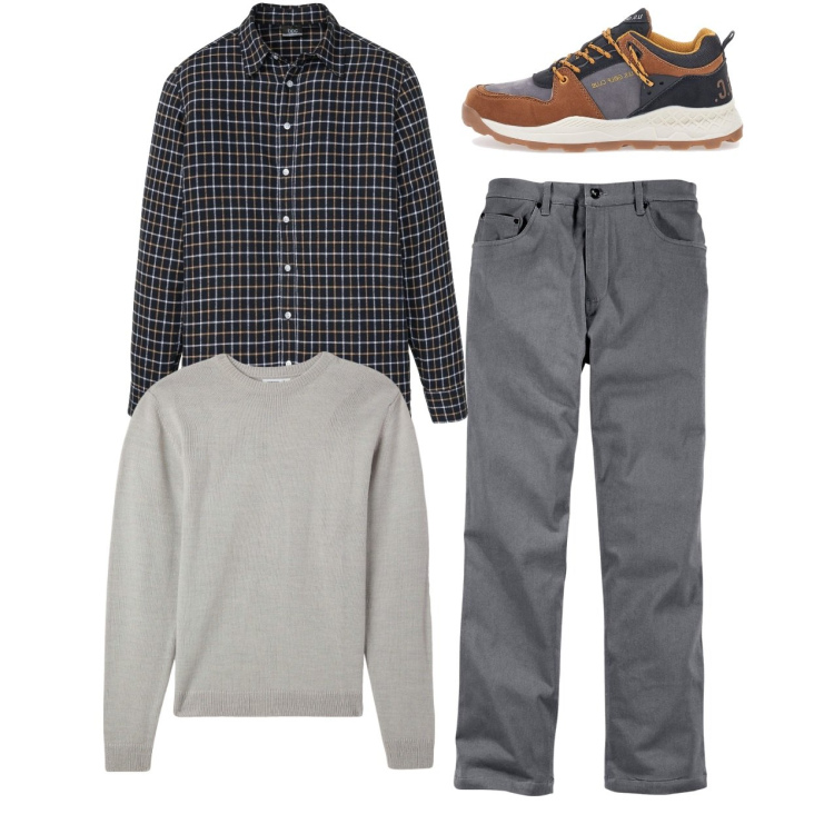 Outfit uomo - City. Stile Casual per Tutti i giorni. Abbinamento con pantaloni, camicie, maglieria, sneakers.